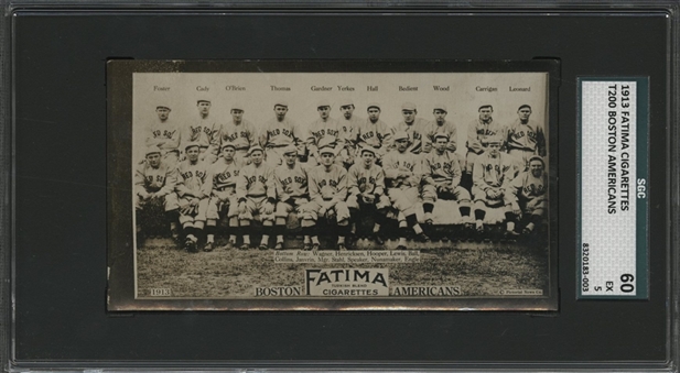 1913 T200 Fatima Team Card - Boston Americans, Featuring Harry Hooper and Tris Speaker - SGC 60 EX 5